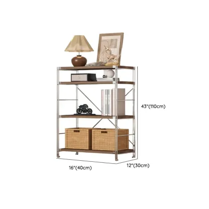 Etagere Brown Wooden Shelf Open Back Cube Bookcase Image - 19