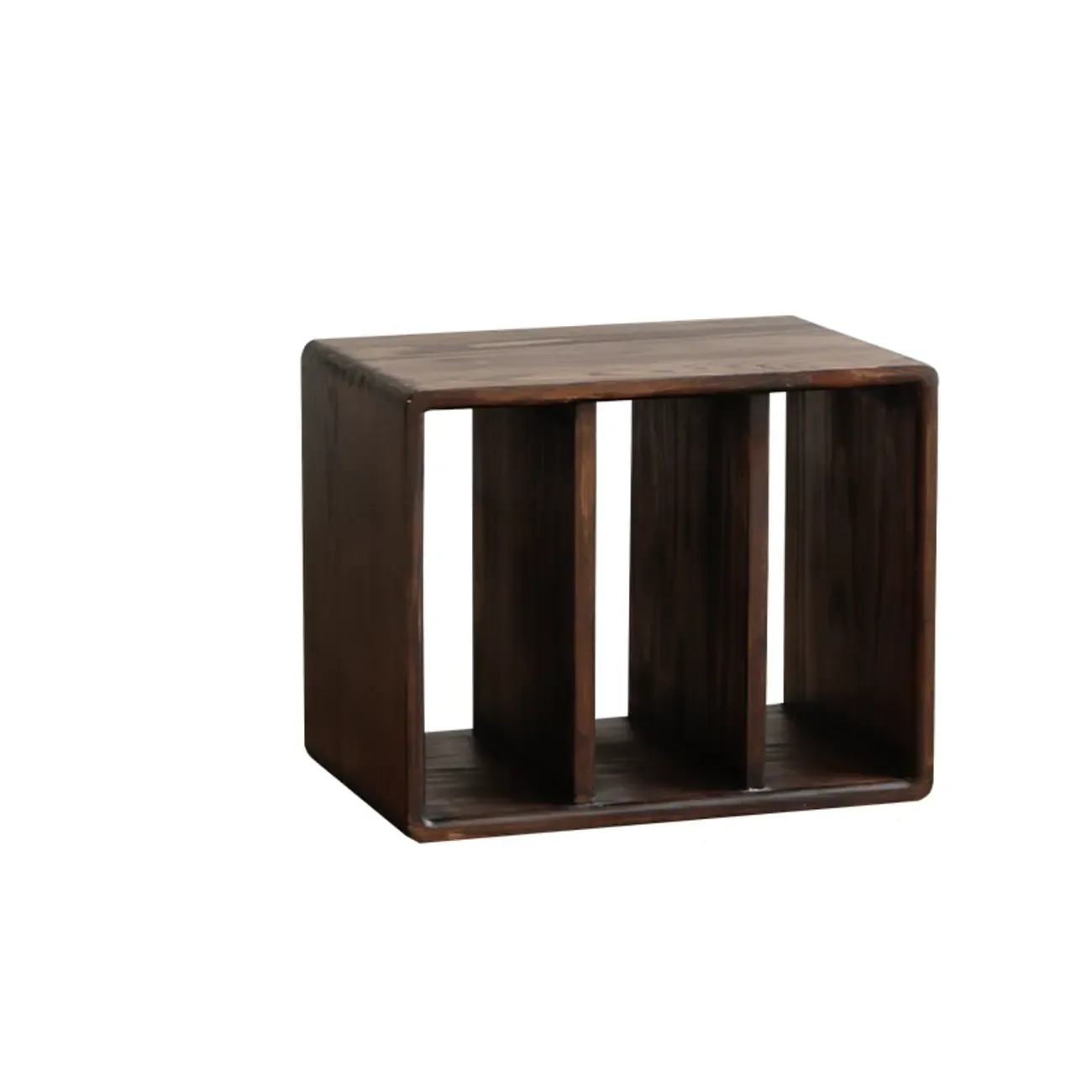 Brown Wooden Open Back Cube Bookshelf Storage Organizer Image - 12