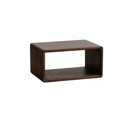 Brown Wooden Open Back Cube Bookshelf Storage Organizer Image - 14