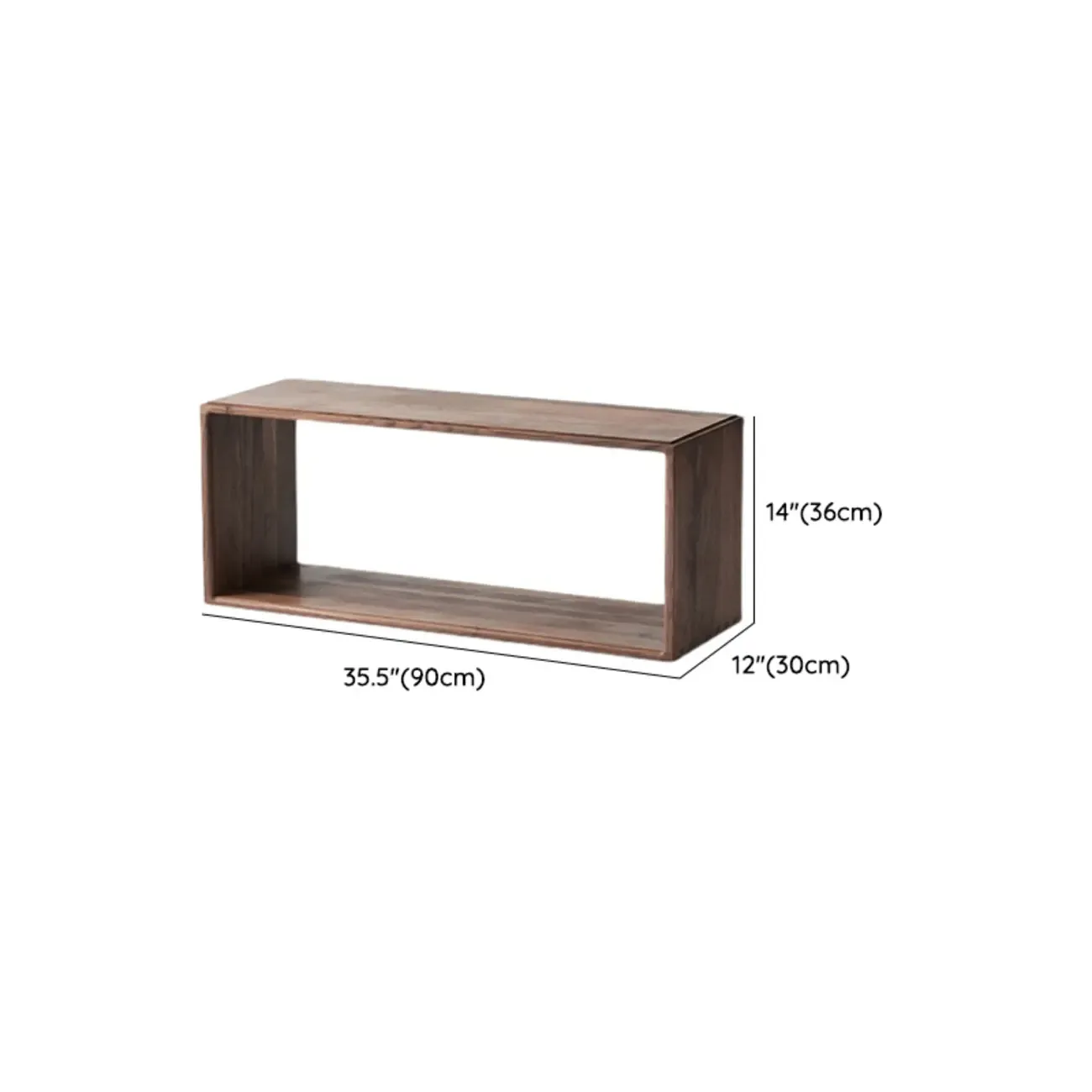 Brown Wooden Open Back Cube Bookshelf Storage Organizer #size