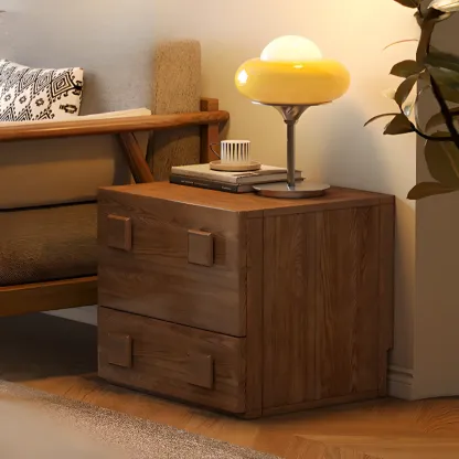 Nordic Brown Wooden Horizontal Bookcase with Drawer Image - 11