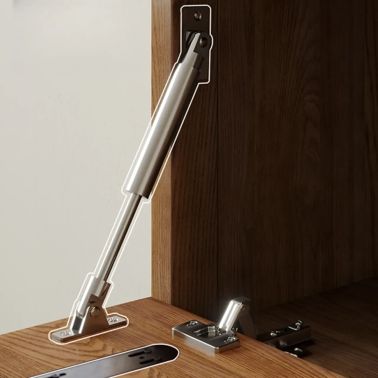 Nordic Brown Wooden Horizontal Bookcase with Drawer Image - 7