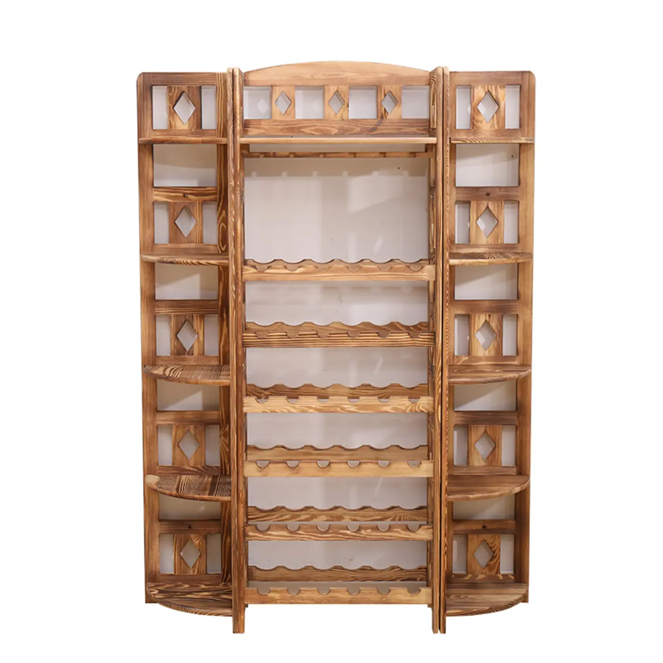 Free Standing Pine Wood Wine Cabinet with Bar Glass Holder Shelf Image - 9 | homeyfad