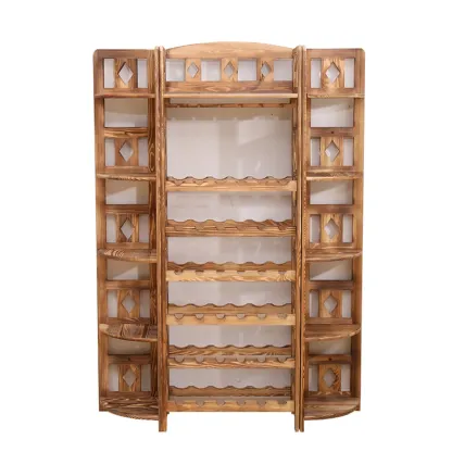 Free Standing Pine Wood Wine Cabinet with Bar Glass Holder Shelf Image - 9