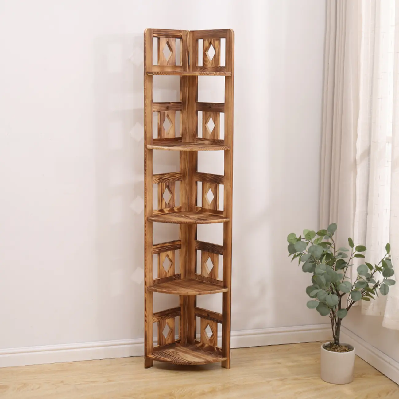 Free Standing Pine Wood Wine Cabinet with Bar Glass Holder Shelf Image - 10 | homeyfad