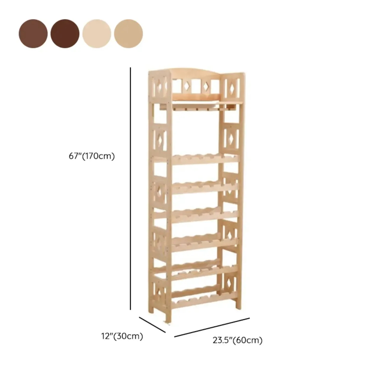 Free Standing Pine Wood Wine Cabinet with Bar Glass Holder Shelf Image - 25