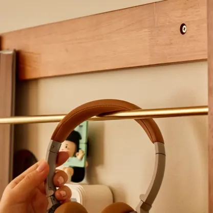 Horizontal Cherry Wooden Open Back Floating Bookshelf Image - 5