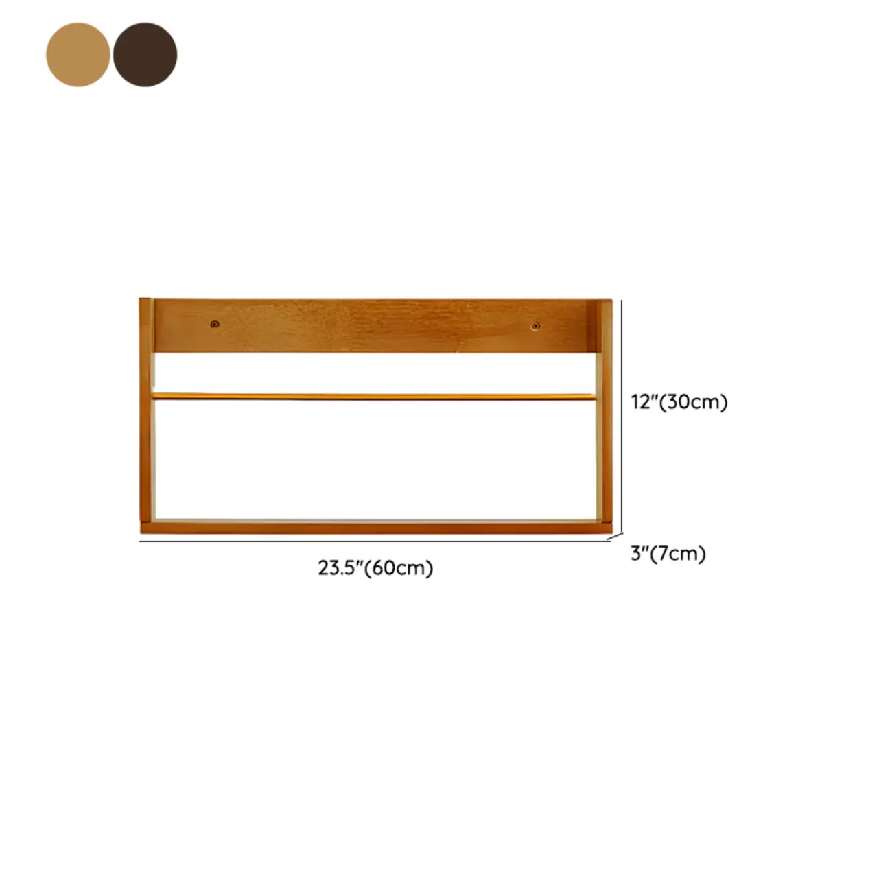 Horizontal Cherry Wooden Open Back Floating Bookshelf #size