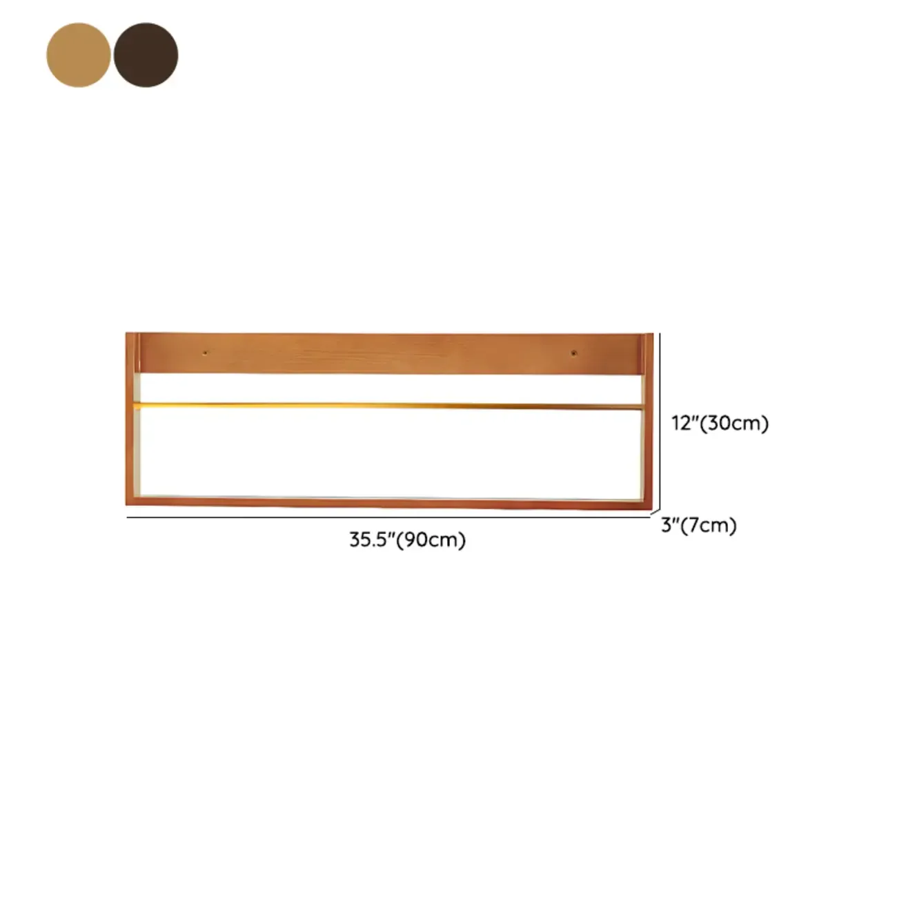 Horizontal Cherry Wooden Open Back Floating Bookshelf Image - 11