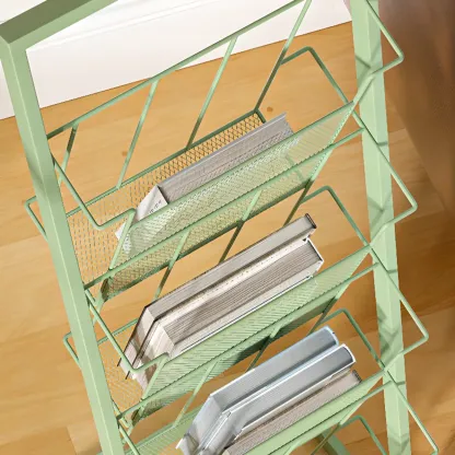 Vertical Black Metal 4-Shelf Open Back Display Bookcase Image - 4