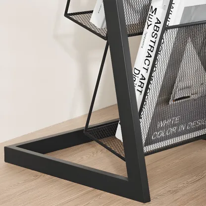 Vertical Black Metal 4-Shelf Open Back Display Bookcase Image - 8