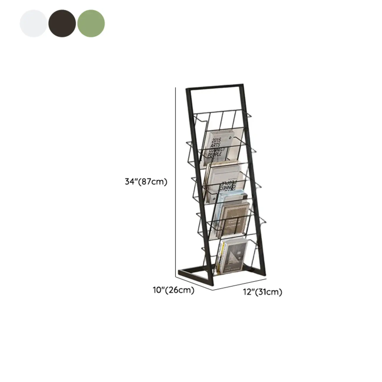 Vertical Black Metal 4-Shelf Open Back Display Bookcase #size | homeyfad