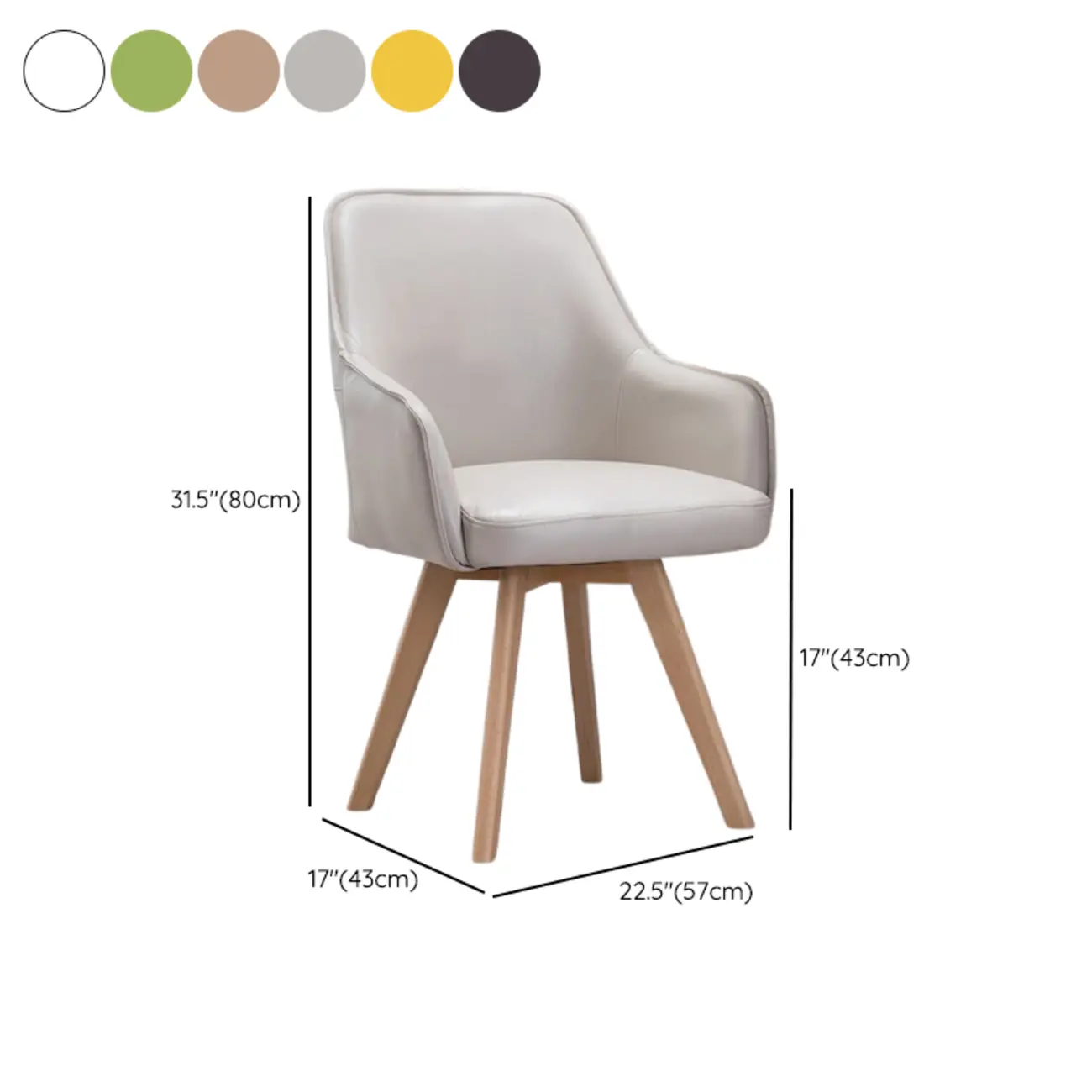 Scandinavian Leather Swivel Dining Chair with Wood Legs #size | homeyfad