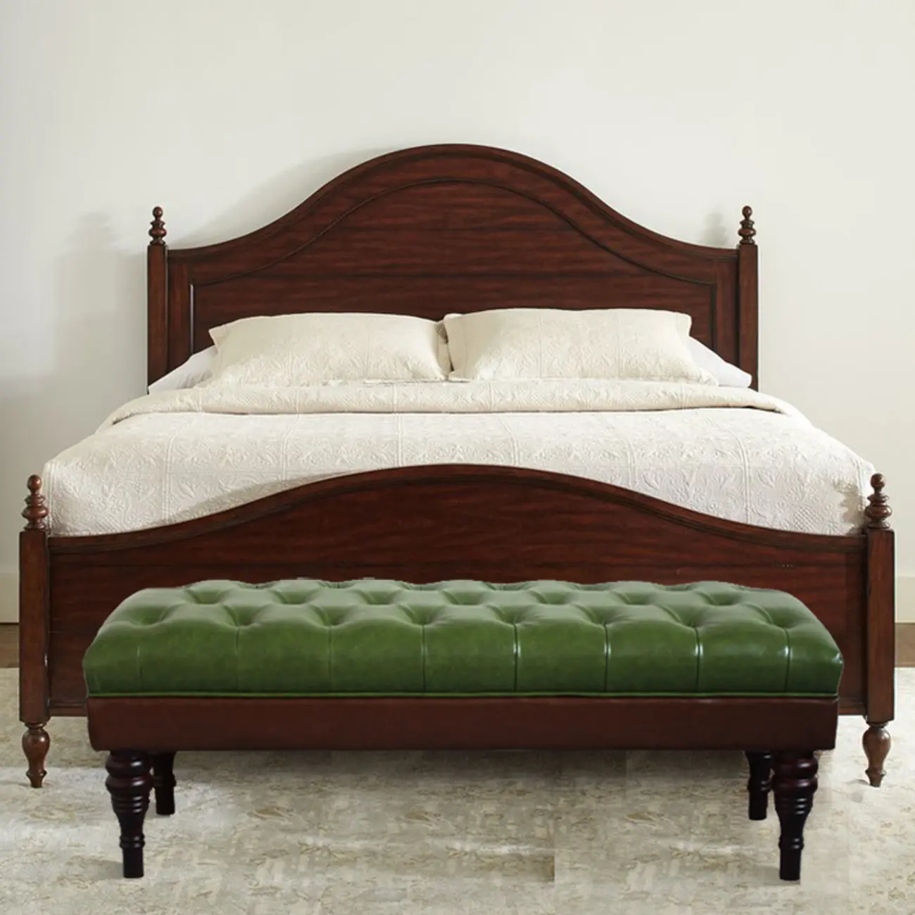 Vintage Solid Wood Trufted Upholstered Bedroom Bench Image - 4 | homeyfad