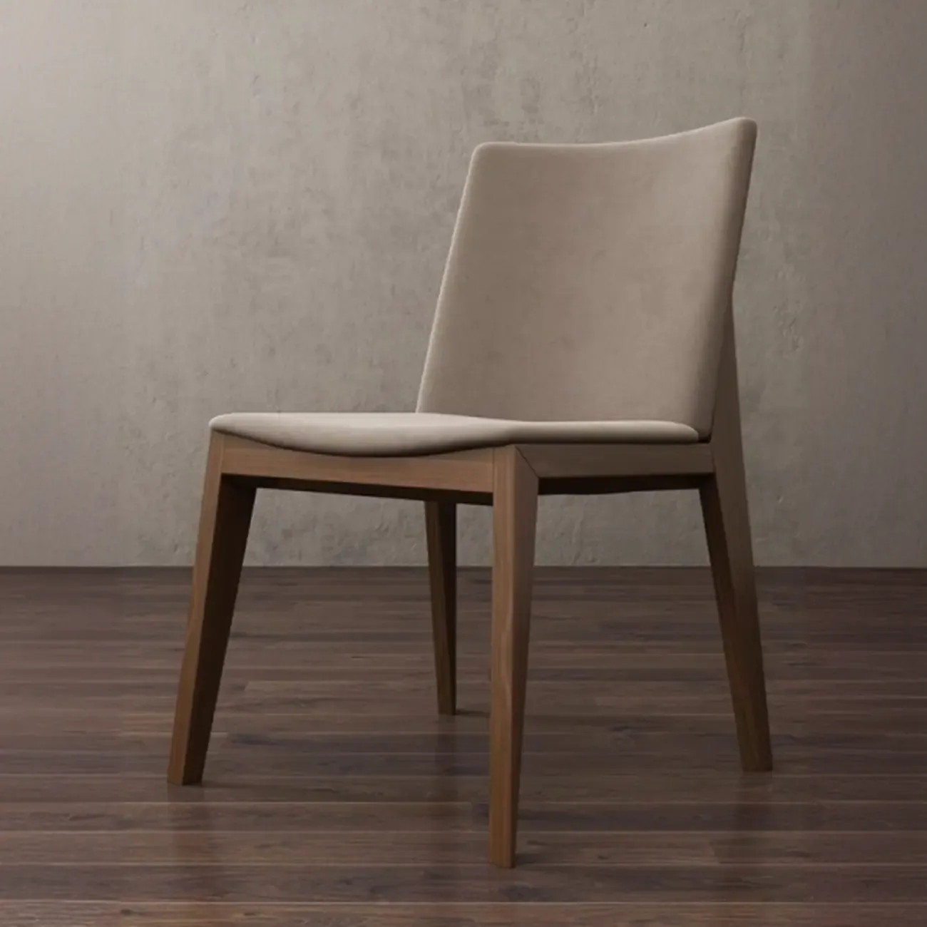Modern Armless Upholstered Dining Chair with Wood Legs Image - 1