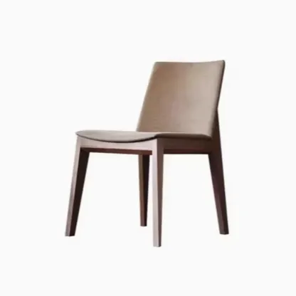 Modern Armless Upholstered Dining Chair with Wood Legs Image - 7