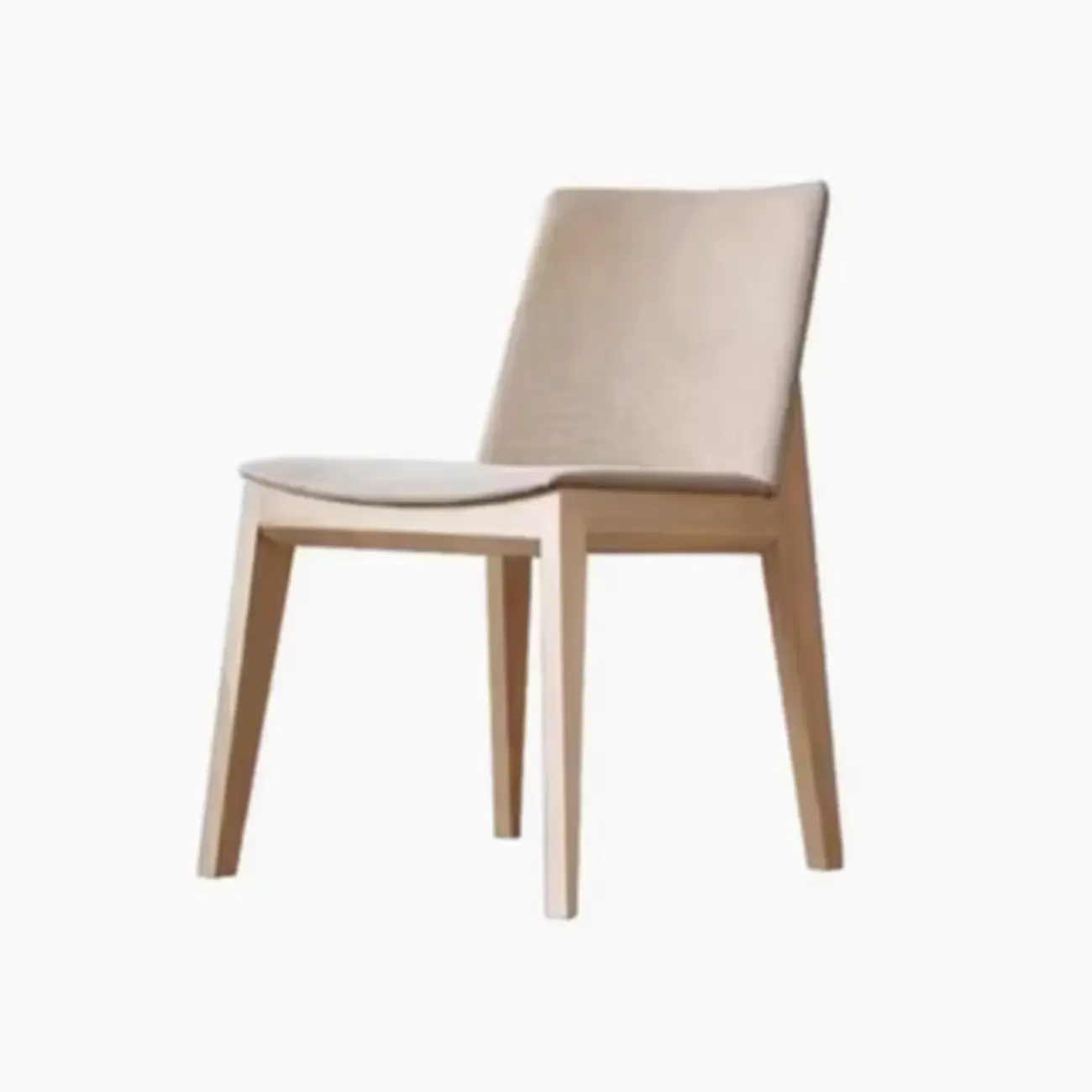 Modern Armless Upholstered Dining Chair with Wood Legs Image - 13