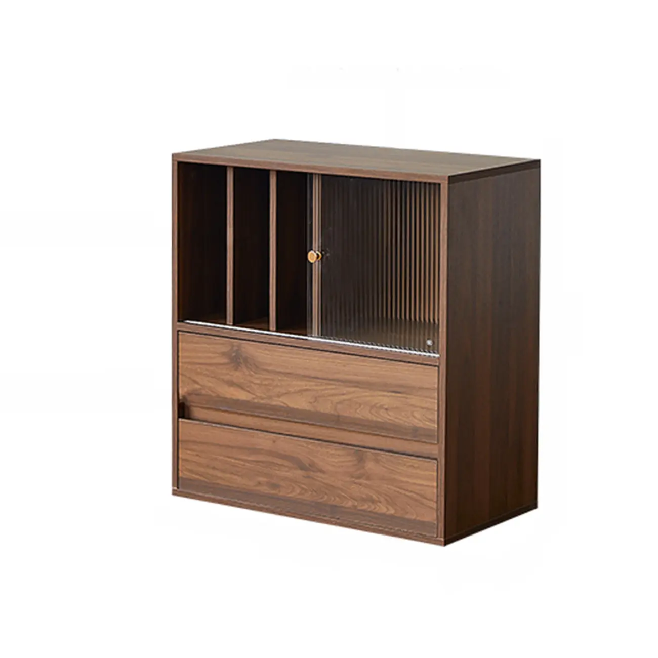 Short Modern Brown Wooden Cube Bookcase with Doors Image - 10 | homeyfad