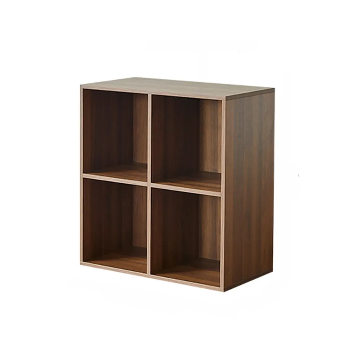 Short Modern Brown Wooden Cube Bookcase with Doors | HomeyFad
