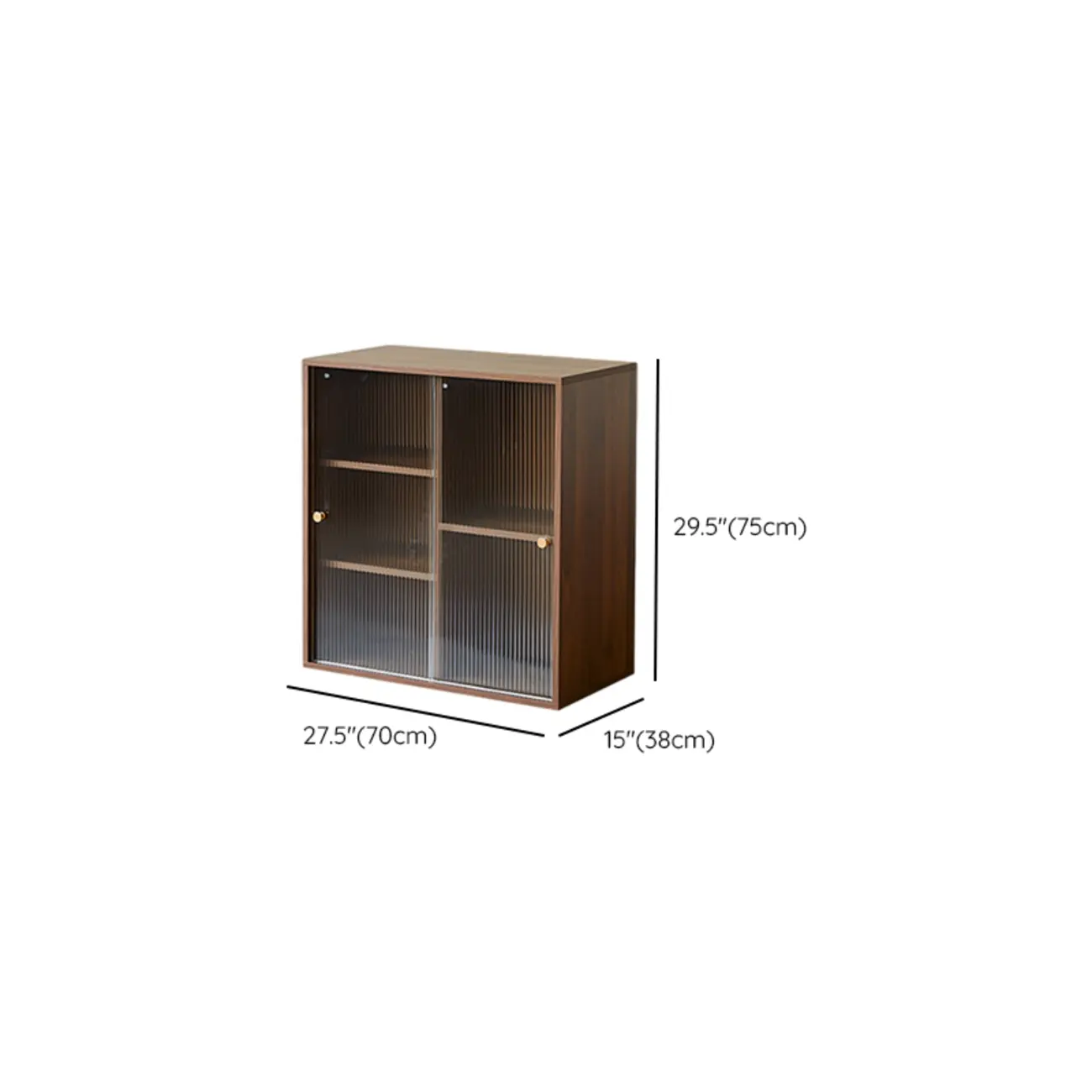 Short Modern Brown Wooden Cube Bookcase with Doors #size | homeyfad