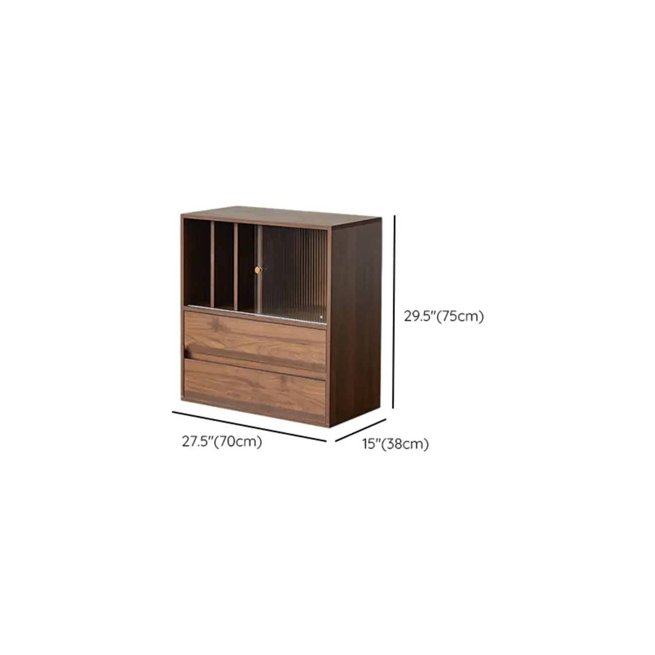 Short Modern Brown Wooden Cube Bookcase with Doors Image - 16
