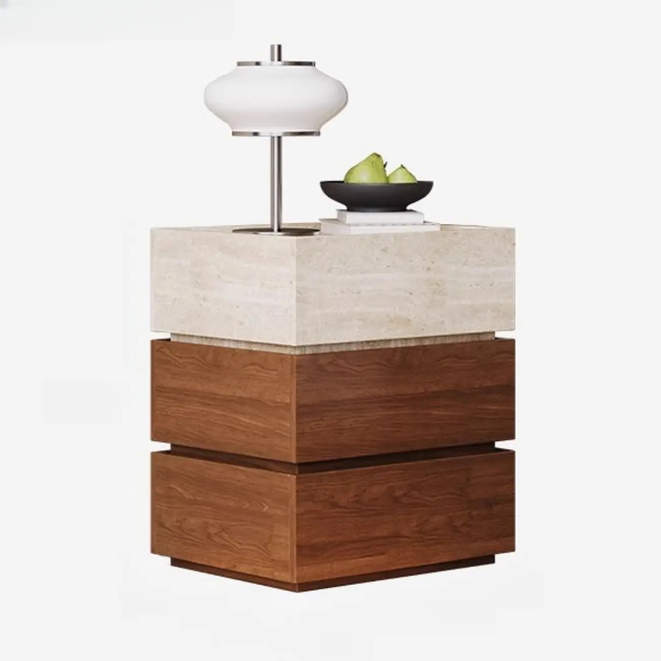 Scandinavian Brown And Beige Wood Nightstand 3-drawer Image - 9 | homeyfad