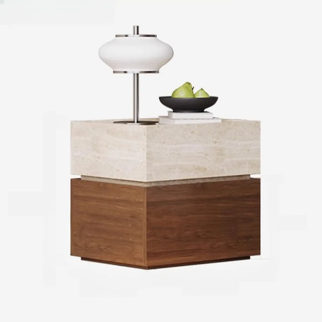 Scandinavian Brown And Beige Wood Nightstand 3-drawer Image - 10 | homeyfad