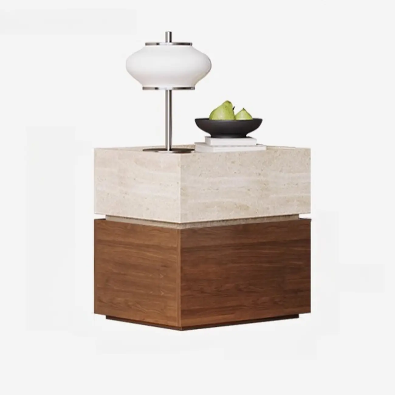 Scandinavian Brown And Beige Wood Nightstand 3-drawer Image - 11 | homeyfad