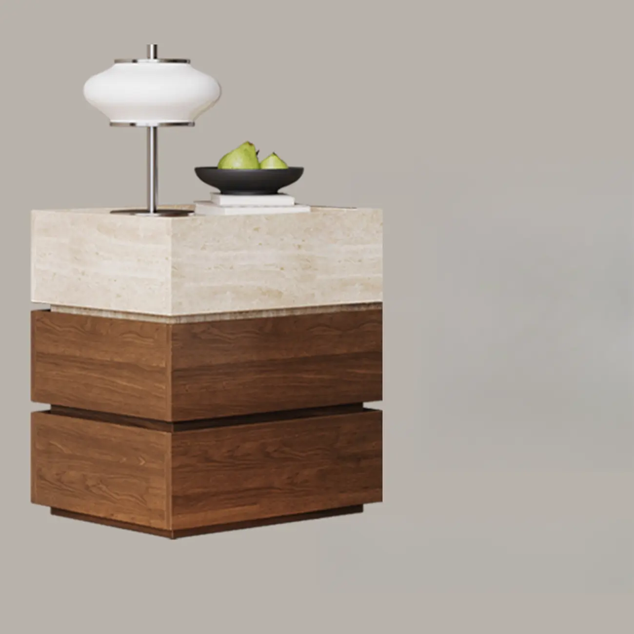 Scandinavian Brown And Beige Wood Nightstand 3-drawer Image - 6 | homeyfad