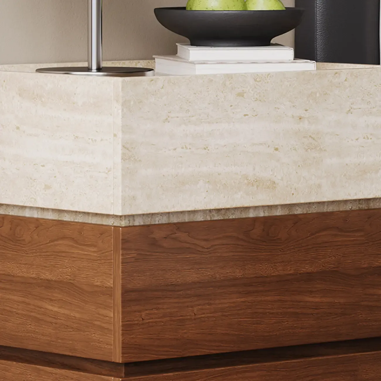 Scandinavian Brown And Beige Wood Nightstand 3-drawer Image - 3