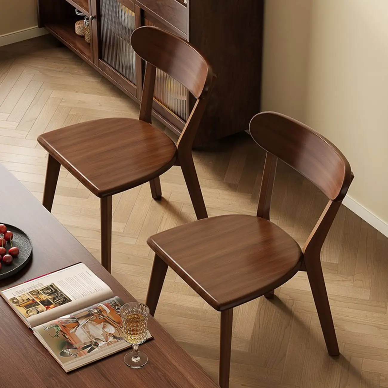 Modern Wood open Low Back Armless Dining Chair Image - 1 | homeyfad