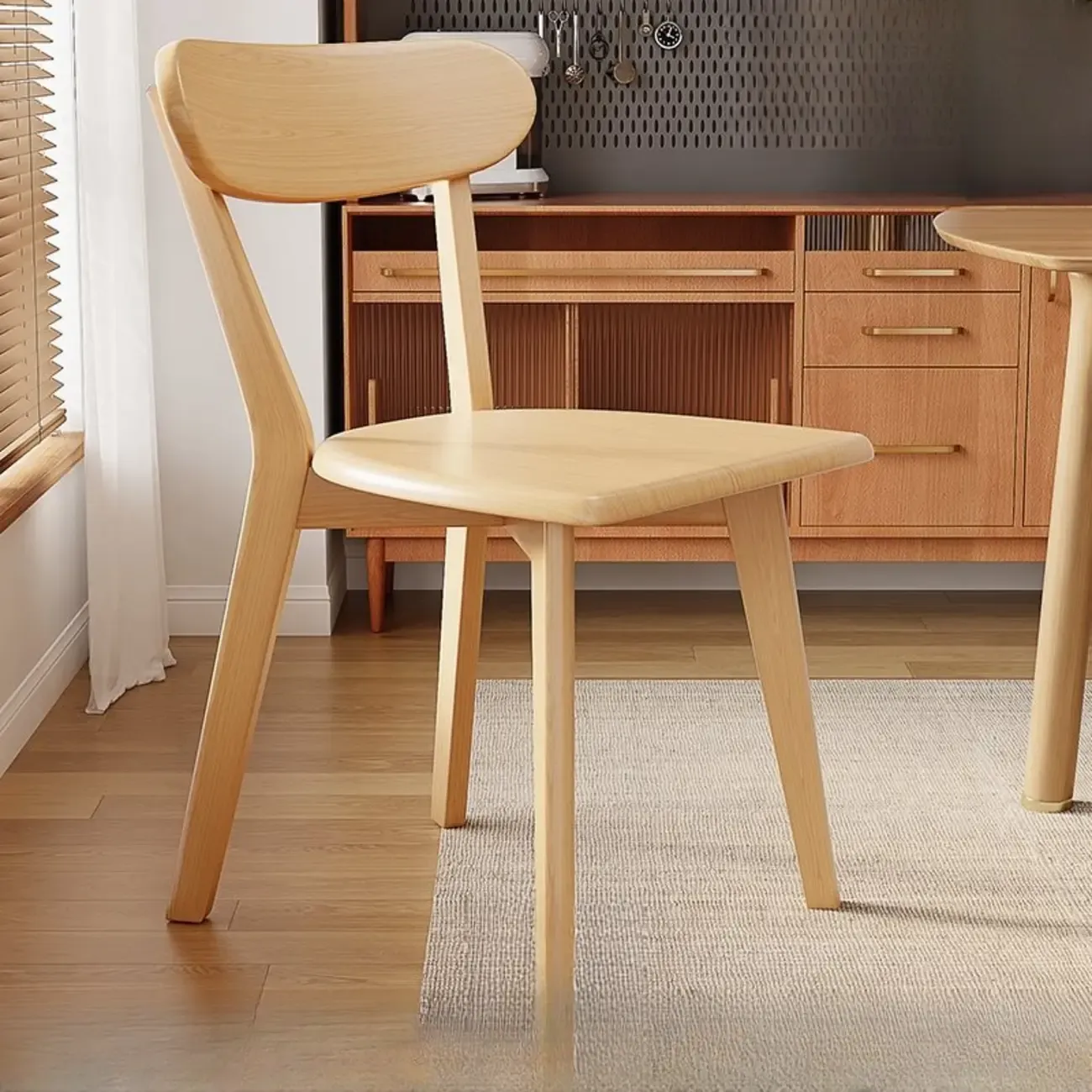 Modern Wood open Low Back Armless Dining Chair Image - 2