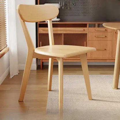 Modern Wood open Low Back Armless Dining Chair Image - 2
