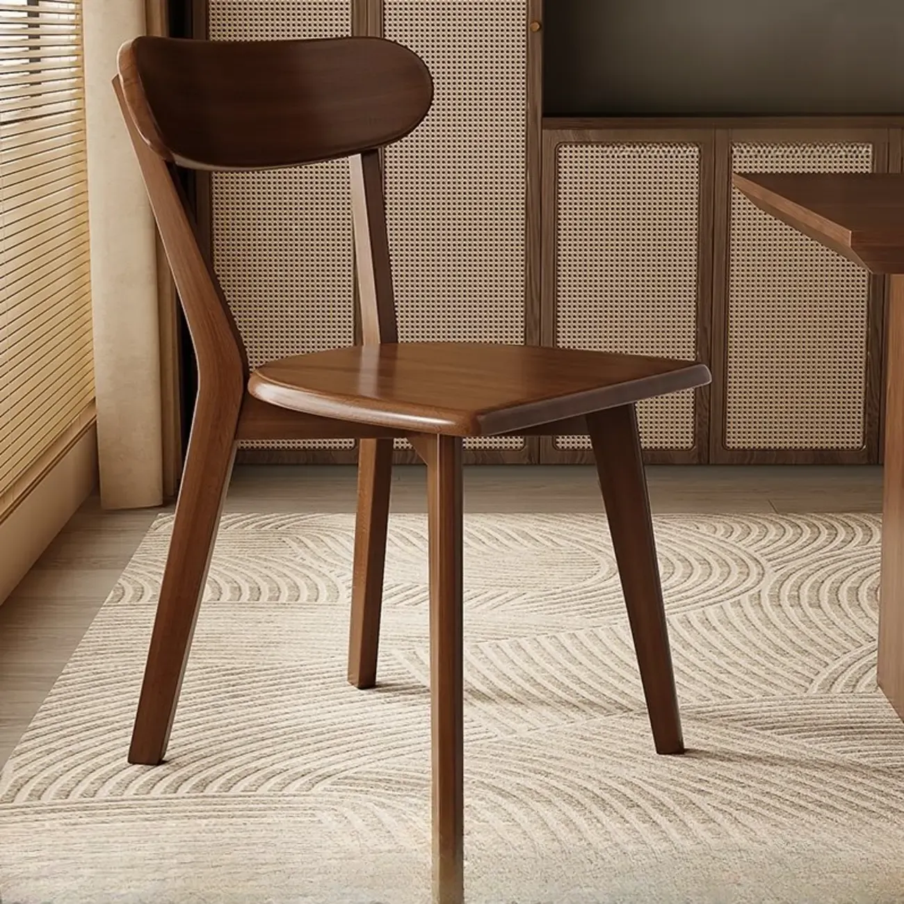 Modern Wood open Low Back Armless Dining Chair Image - 3