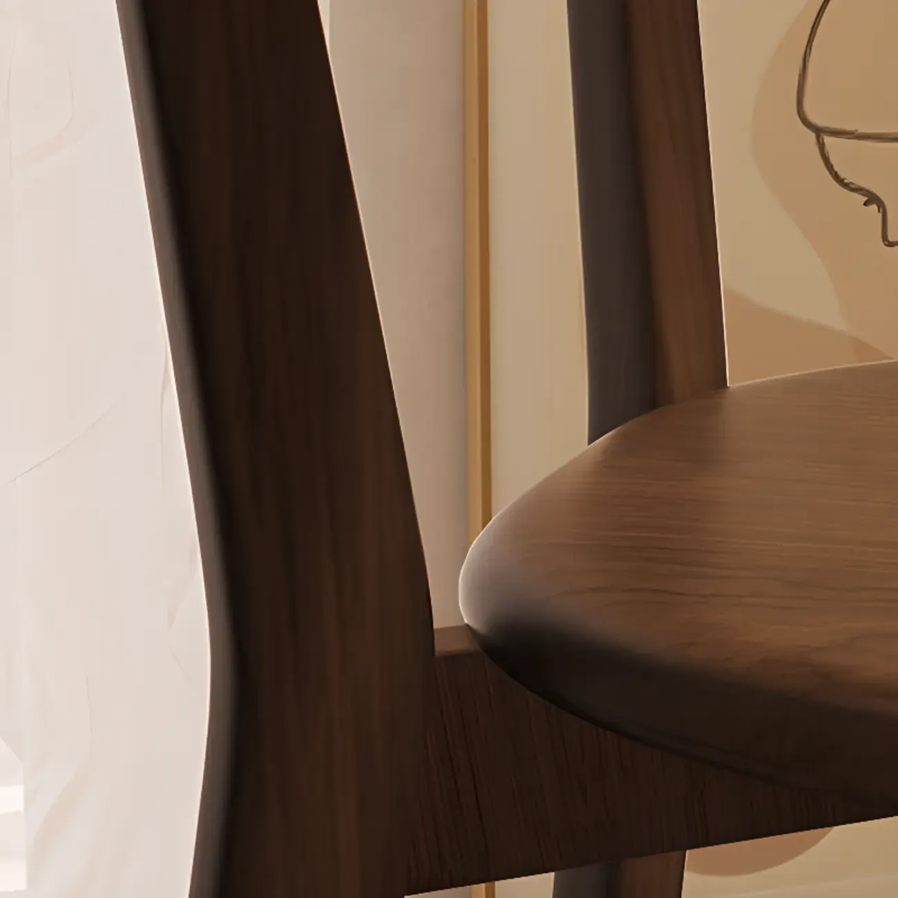 Modern Wood open Low Back Armless Dining Chair Image - 12