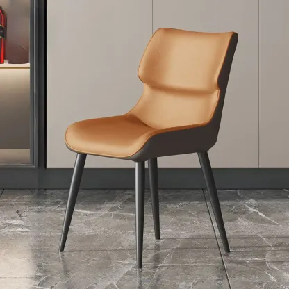 Modern Faux Leather Upholstery Dining Chair with Metal Legs Image - 3