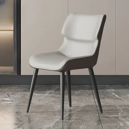 Modern Faux Leather Upholstery Dining Chair with Metal Legs Image - 5