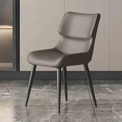 Modern Faux Leather Upholstery Dining Chair with Metal Legs Image - 9