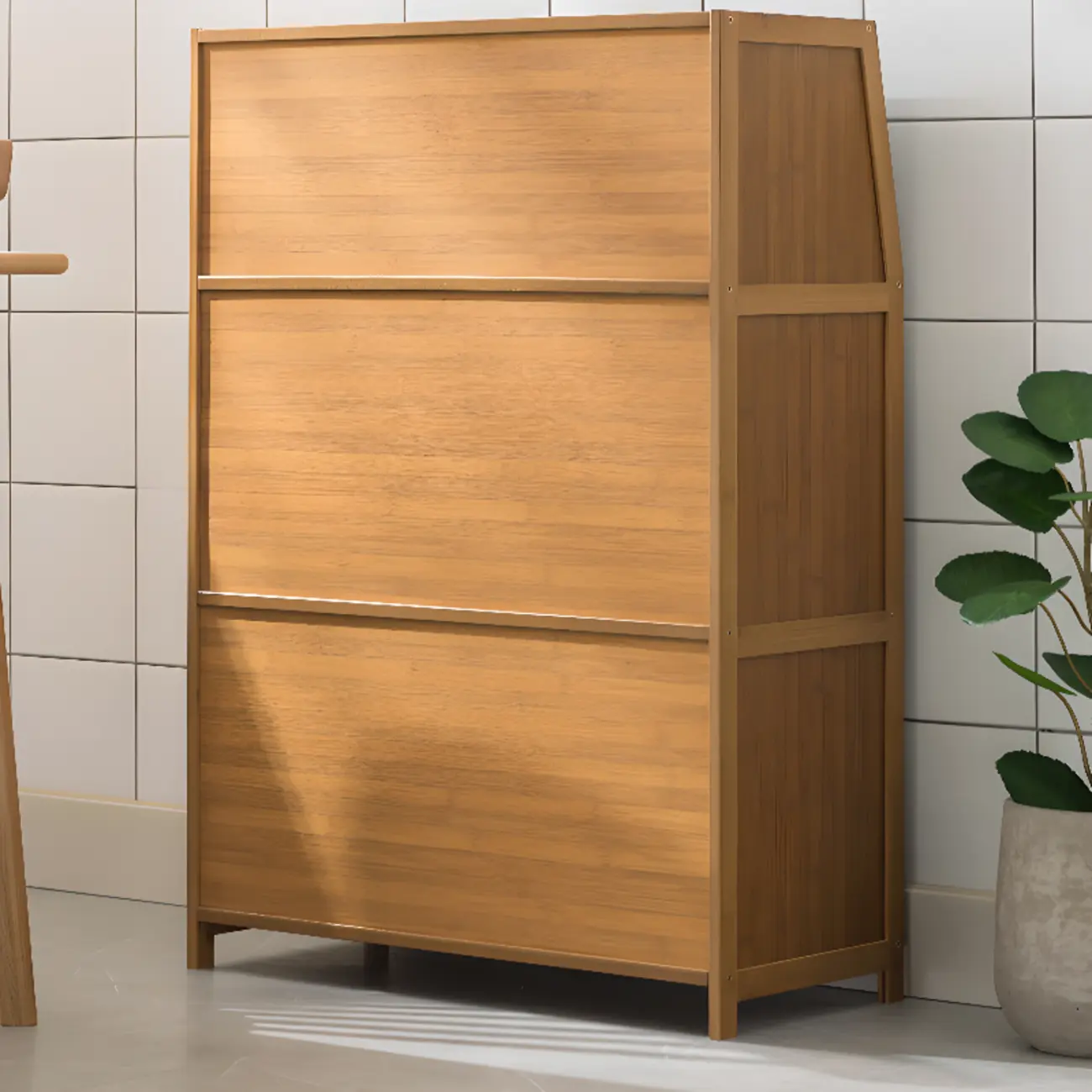 Minimalist Brown Bamboo Glass Door Buffet Cabinet Image - 7 | homeyfad