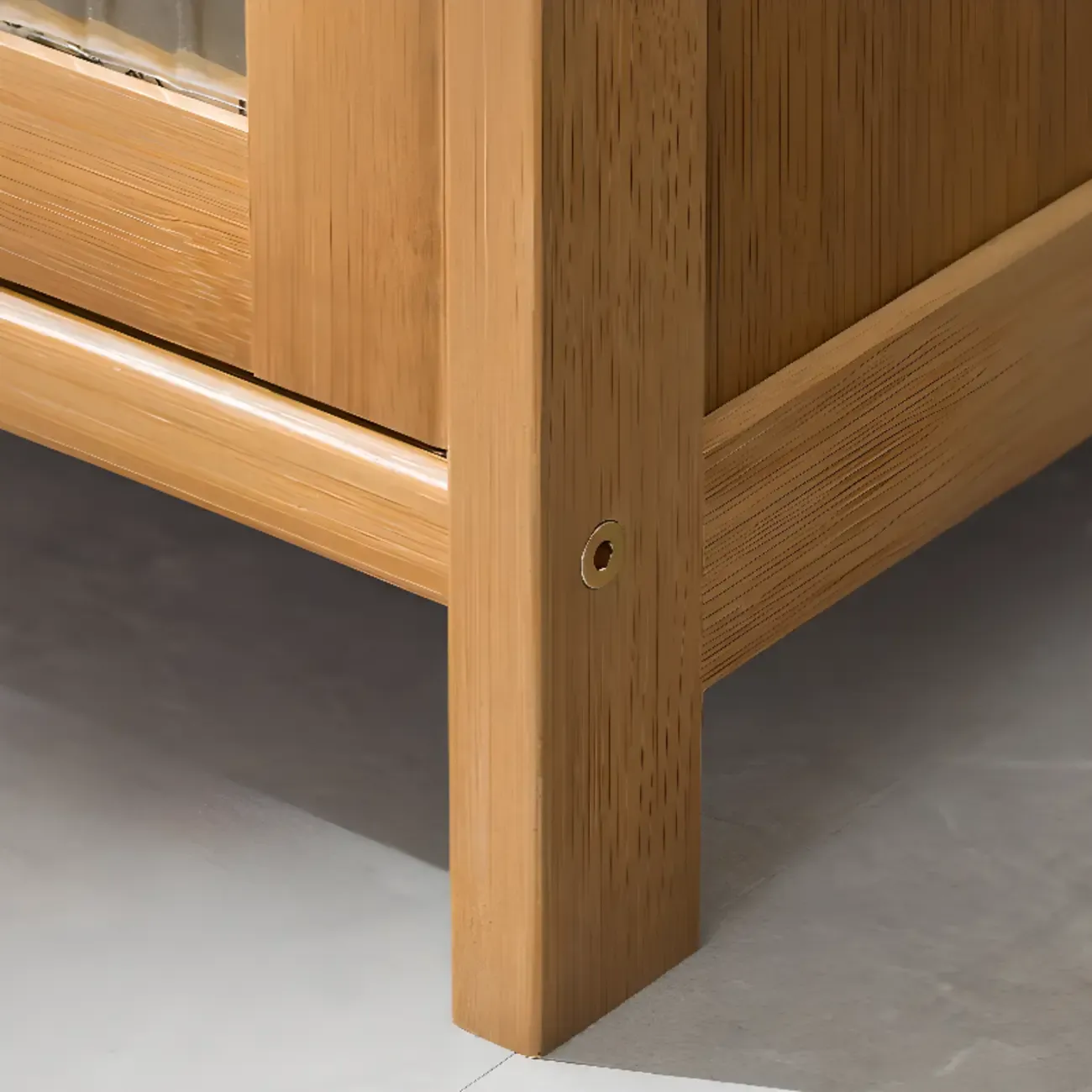 Minimalist Brown Bamboo Glass Door Buffet Cabinet Image - 9