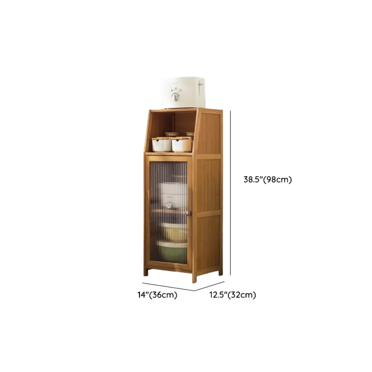 Minimalist Brown Bamboo Glass Door Buffet Cabinet Image - 11