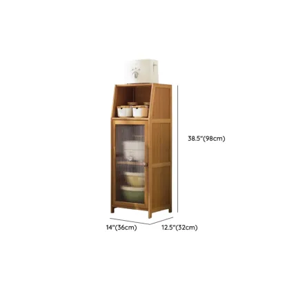 Minimalist Brown Bamboo Glass Door Buffet Cabinet Image - 11