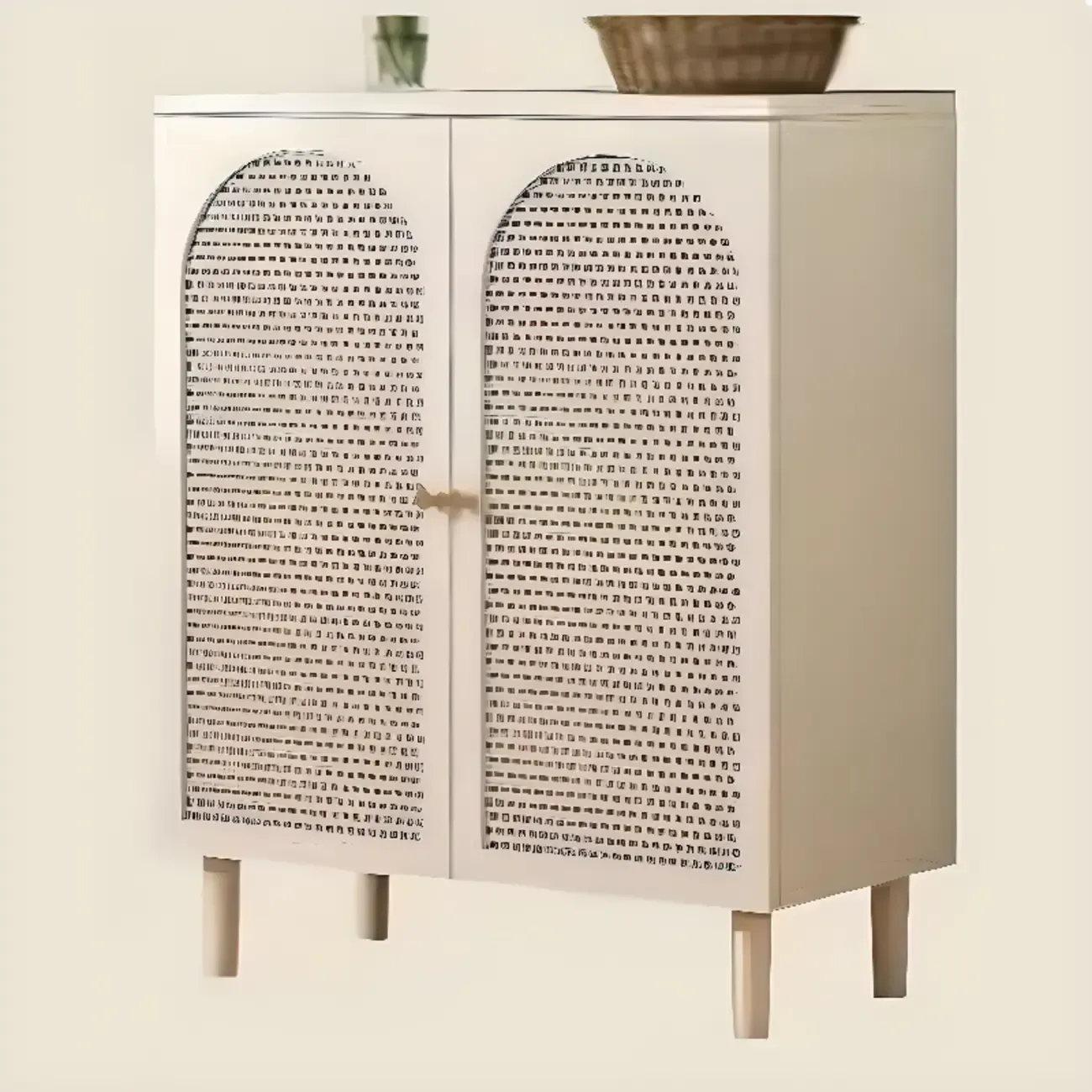 Minimalist Off-White Arched Glass Kitchen Sideboard Cabinet | HomeyFad