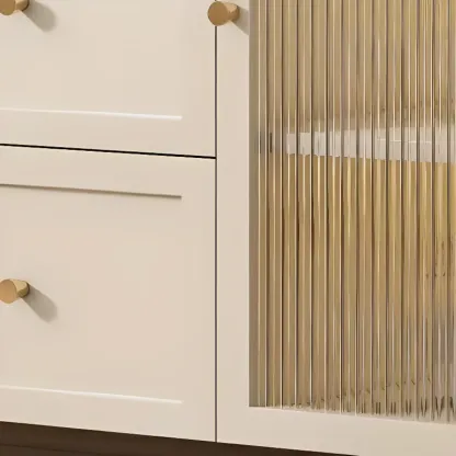 Minimalist Off-White Arched Glass Kitchen Sideboard Cabinet Image - 4