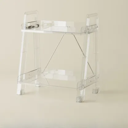 Modern Milky White Four Legs Acrylic Sofa End Table Image - 14