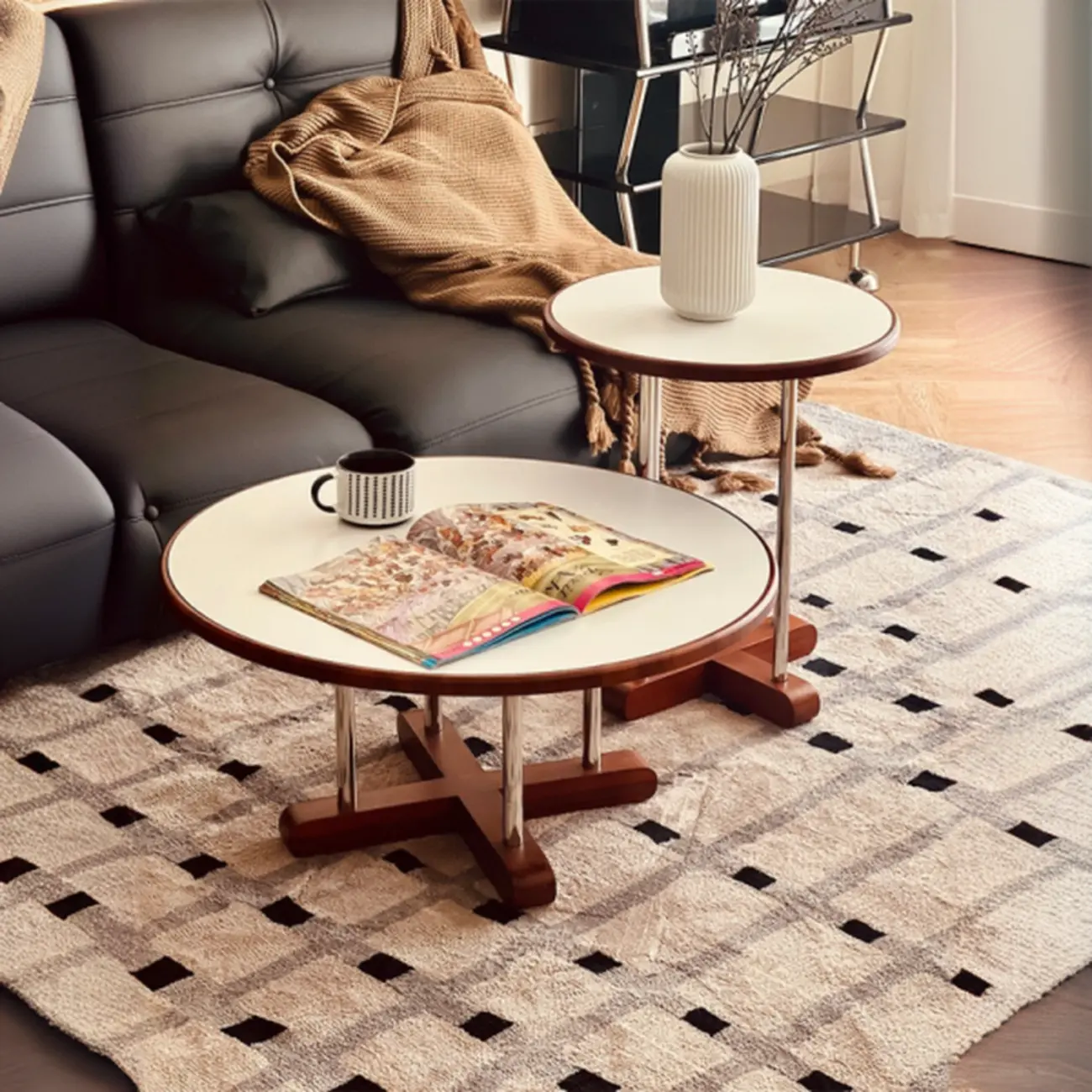 Vintage Round Stone Top Pedestal Base Side Table Image - 1 | homeyfad