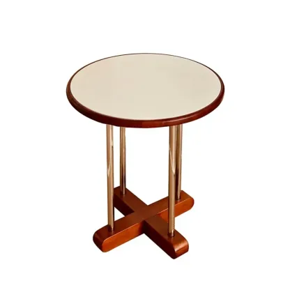 Vintage Round Stone Top Pedestal Base Side Table Image - 6