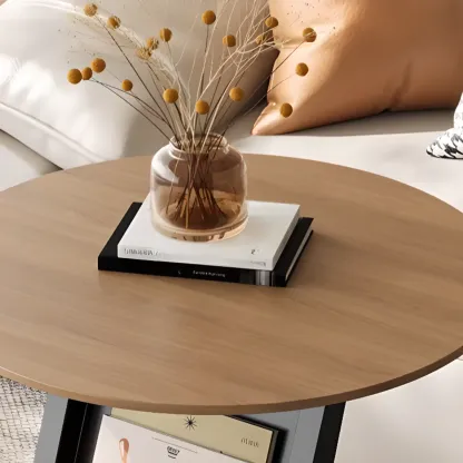 Modern Black Stone Top C-Shaped Storage Side Table Image - 12