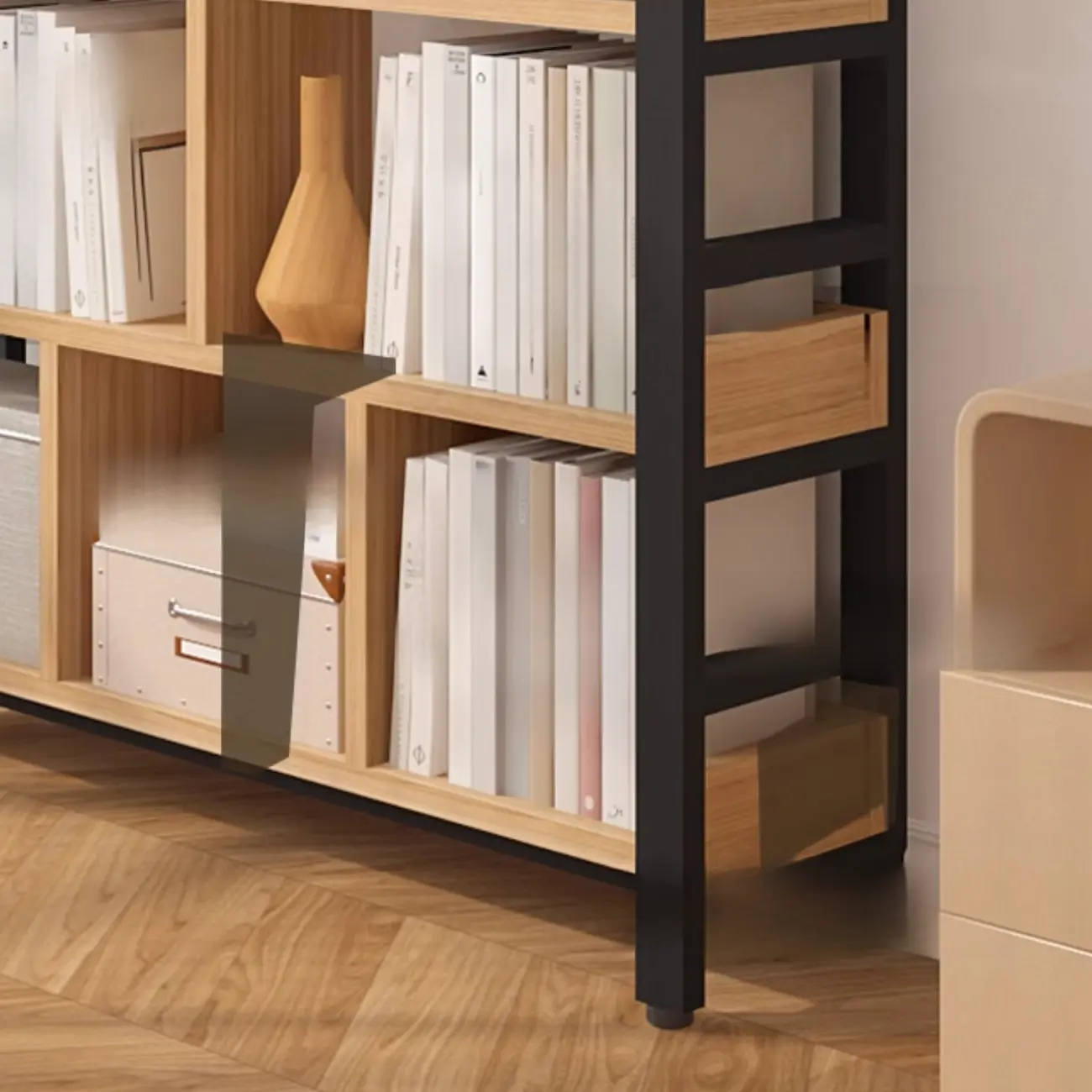 Vertical Walnut Wood Shelf Open Back Etagere Bookcase Image - 19 | homeyfad