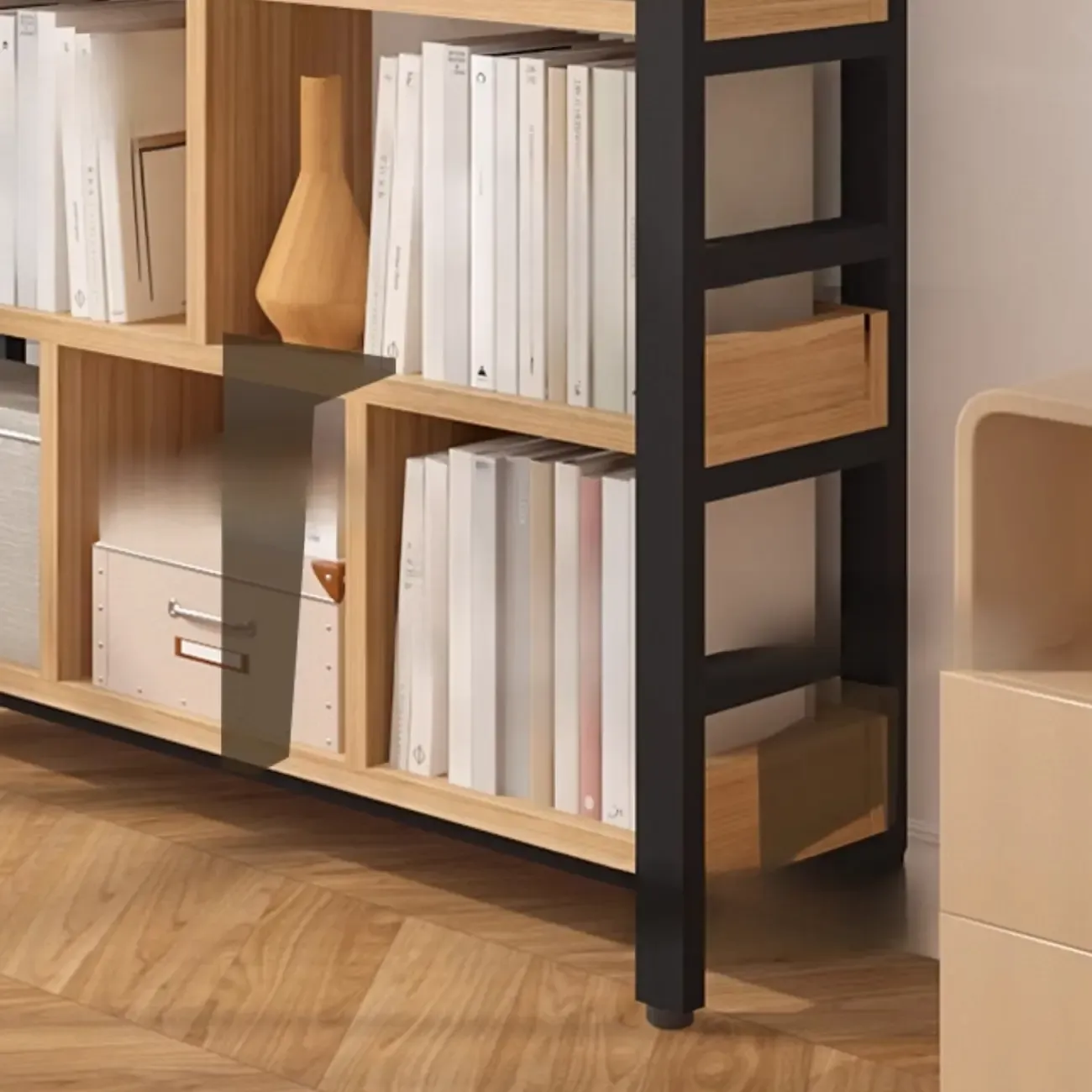 Vertical Walnut Wood Shelf Open Back Etagere Bookcase Image - 19